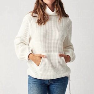 FAHERTY Echo Thermal Mock Neck White Sweatshirt Size XL